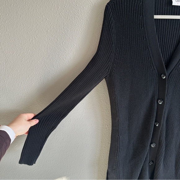 NWT CAbi Black Cotton Button Up Duster Cardigan Small - Picture 3 of 13